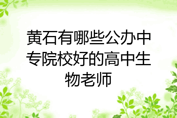 黄石有哪些公办中专院校好的高中生物老师