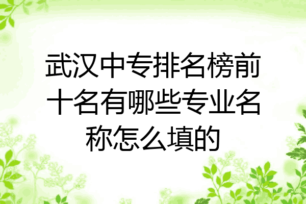 武汉中专排名榜前十名有哪些专业名称怎么填的