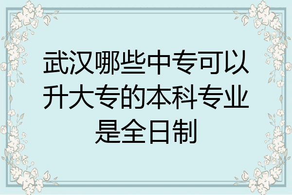 武汉哪些中专可以升大专的本科专业是全日制