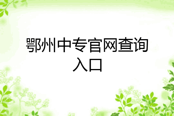 鄂州中专官网查询入口