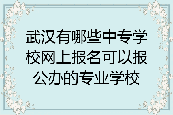 武汉有哪些中专学校网上报名可以报公办的专业学校