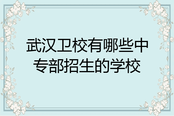 武汉卫校有哪些中专部招生的学校