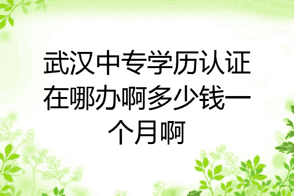 武汉中专学历认证在哪办啊多少钱一个月啊