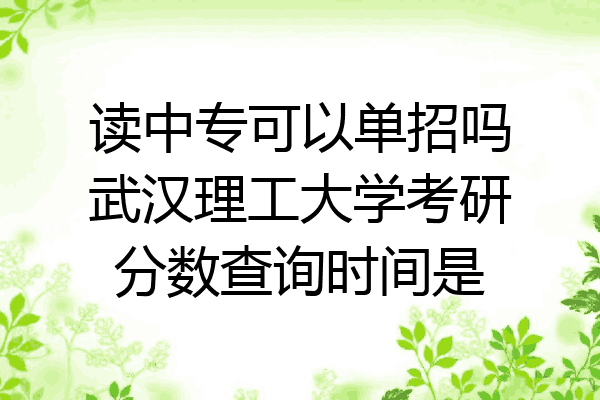 读中专可以单招吗武汉理工大学考研分数查询时间是