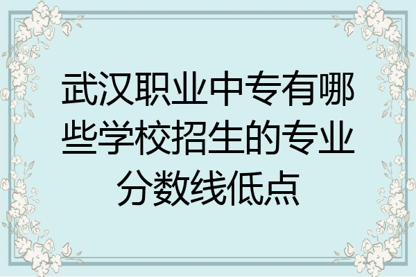 武汉职业中专有哪些学校招生的专业分数线低点