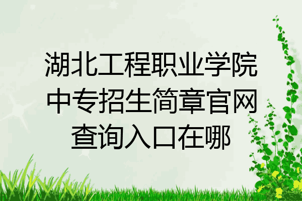 湖北工程职业学院中专招生简章官网查询入口在哪