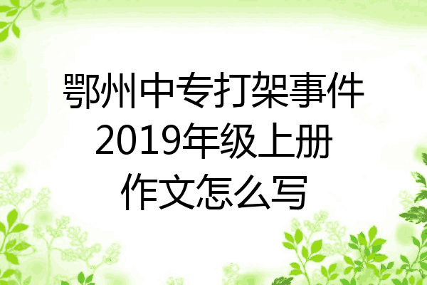 鄂州中专打架事件2019年级上册作文怎么写