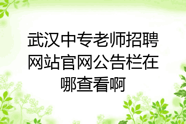 武汉中专老师招聘网站官网公告栏在哪查看啊