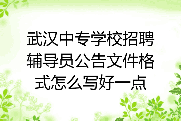 武汉中专学校招聘辅导员公告文件格式怎么写好一点