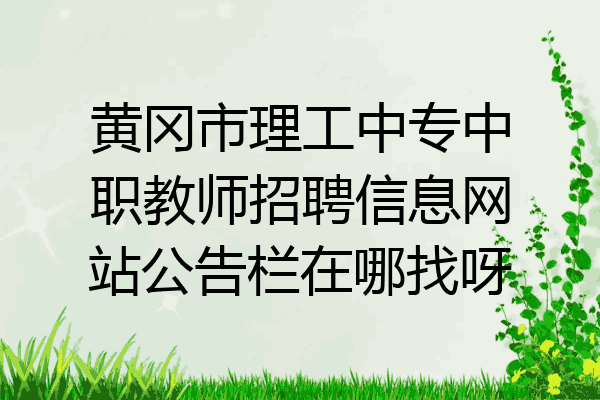 黄冈市理工中专中职教师招聘信息网站公告栏在哪找呀