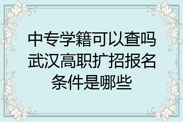 中专学籍可以查吗武汉高职扩招报名条件是哪些