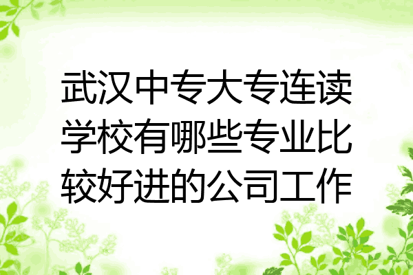 武汉中专大专连读学校有哪些专业比较好进的公司工作