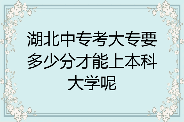 湖北中专考大专要多少分才能上本科大学呢