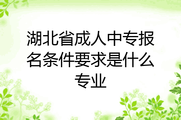 湖北省成人中专报名条件要求是什么专业