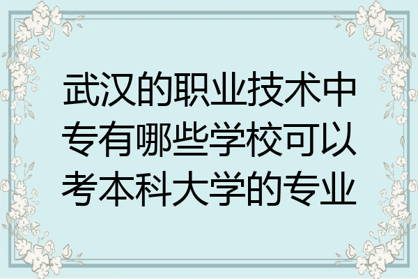 武汉的职业技术中专有哪些学校可以考本科大学的专业
