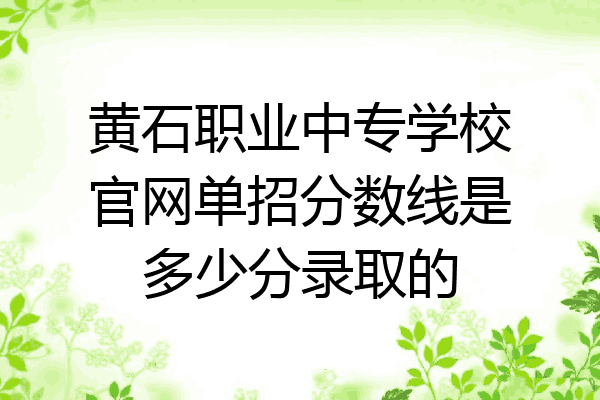 黄石职业中专学校官网单招分数线是多少分录取的