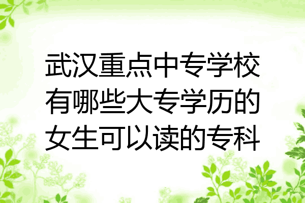 武汉重点中专学校有哪些大专学历的女生可以读的专科