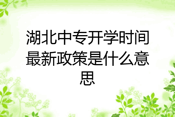 湖北中专开学时间最新政策是什么意思
