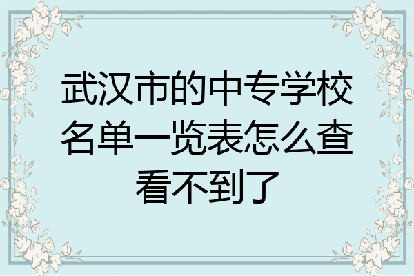 武汉市的中专学校名单一览表怎么查看不到了