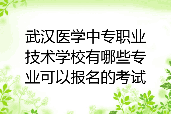 武汉医学中专职业技术学校有哪些专业可以报名的考试