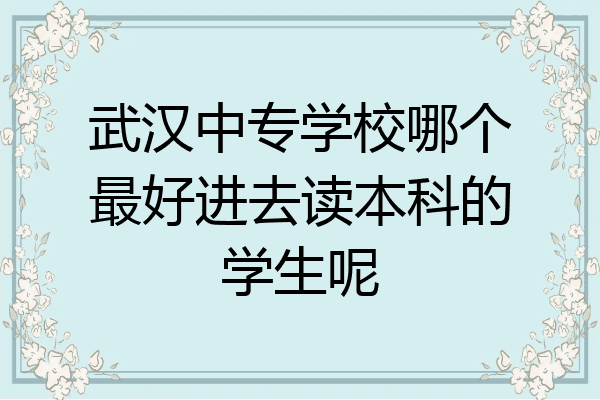 武汉中专学校哪个最好进去读本科的学生呢