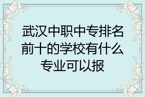 武汉中职中专排名前十的学校有什么专业可以报