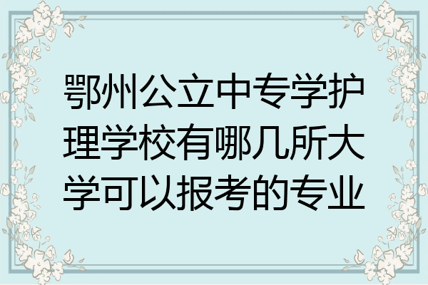 鄂州公立中专学护理学校有哪几所大学可以报考的专业