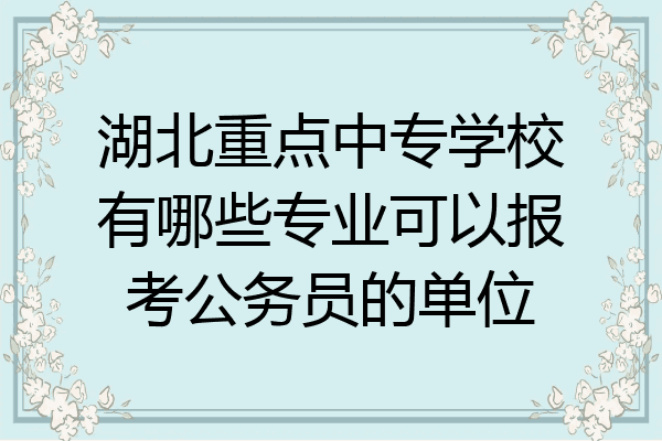 湖北重点中专学校有哪些专业可以报考公务员的单位
