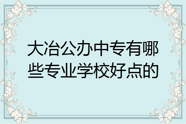 大冶公办中专有哪些专业学校好点的
