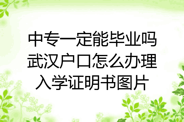 中专一定能毕业吗武汉户口怎么办理入学证明书图片