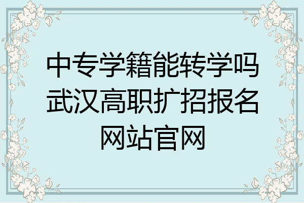中专学籍能转学吗武汉高职扩招报名网站官网