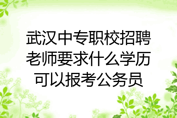武汉中专职校招聘老师要求什么学历可以报考公务员