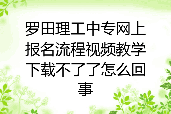 罗田理工中专网上报名流程视频教学下载不了了怎么回事