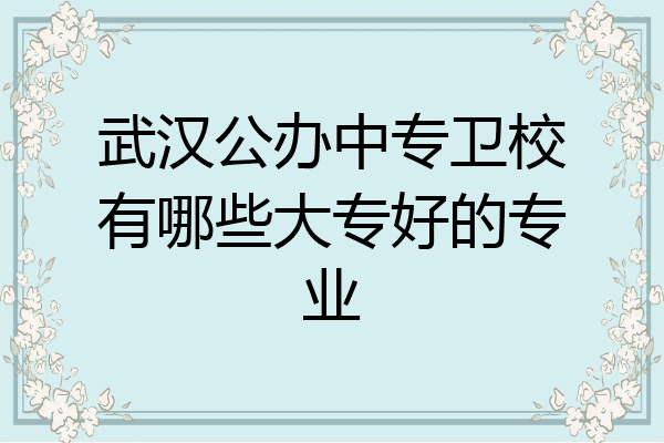 武汉公办中专卫校有哪些大专好的专业