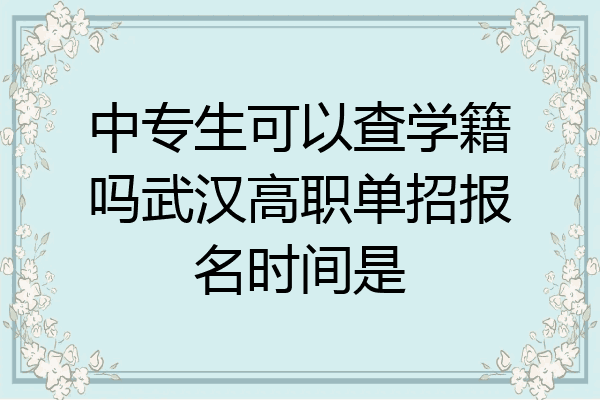 中专生可以查学籍吗武汉高职单招报名时间是