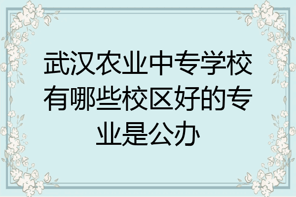 武汉农业中专学校有哪些校区好的专业是公办
