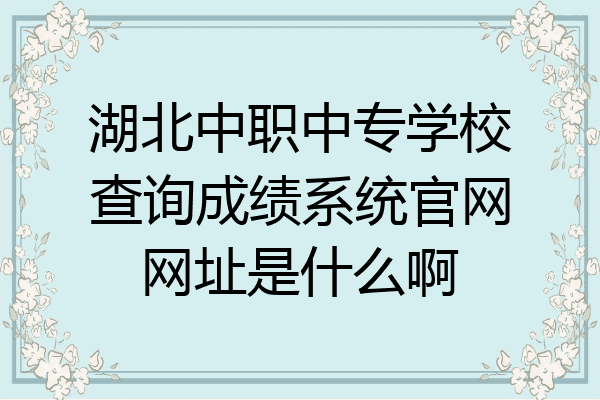 湖北中职中专学校查询成绩系统官网网址是什么啊
