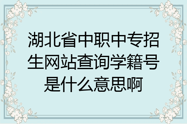 湖北省中职中专招生网站查询学籍号是什么意思啊