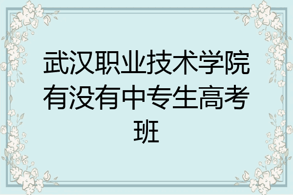 武汉职业技术学院有没有中专生高考班