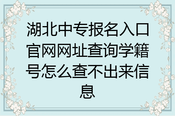 湖北中专报名入口官网网址查询学籍号怎么查不出来信息