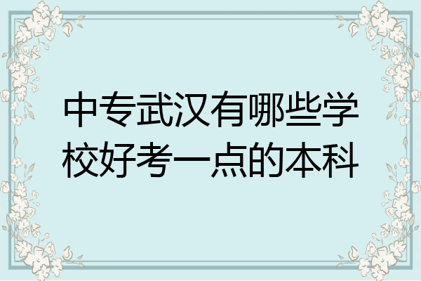 中专武汉有哪些学校好考一点的本科