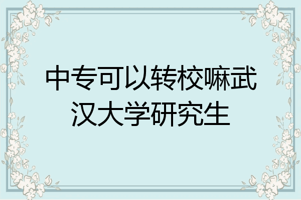中专可以转校嘛武汉大学研究生