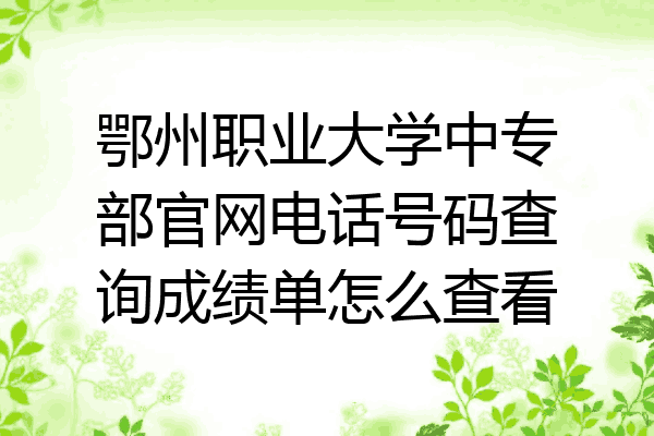 鄂州职业大学中专部官网电话号码查询成绩单怎么查看