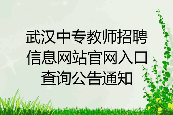 武汉中专教师招聘信息网站官网入口查询公告通知