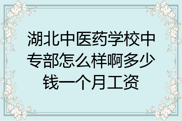 湖北中医药学校中专部怎么样啊多少钱一个月工资