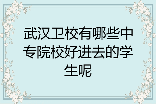 武汉卫校有哪些中专院校好进去的学生呢