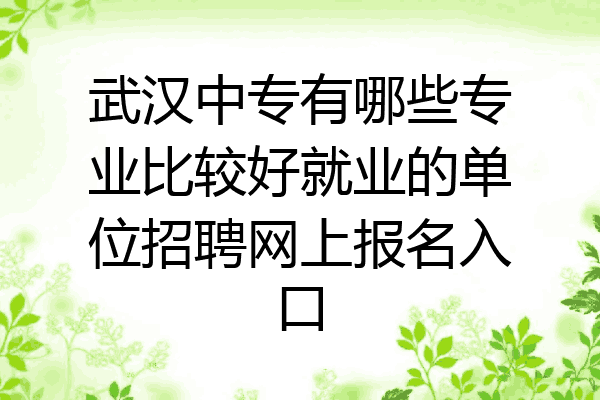 武汉中专有哪些专业比较好就业的单位招聘网上报名入口