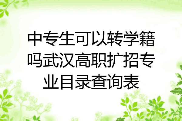 中专生可以转学籍吗武汉高职扩招专业目录查询表