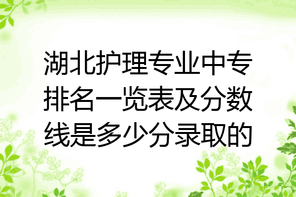 湖北护理专业中专排名一览表及分数线是多少分录取的