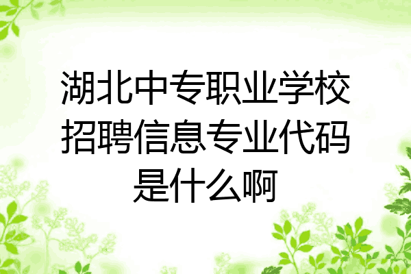 湖北中专职业学校招聘信息专业代码是什么啊